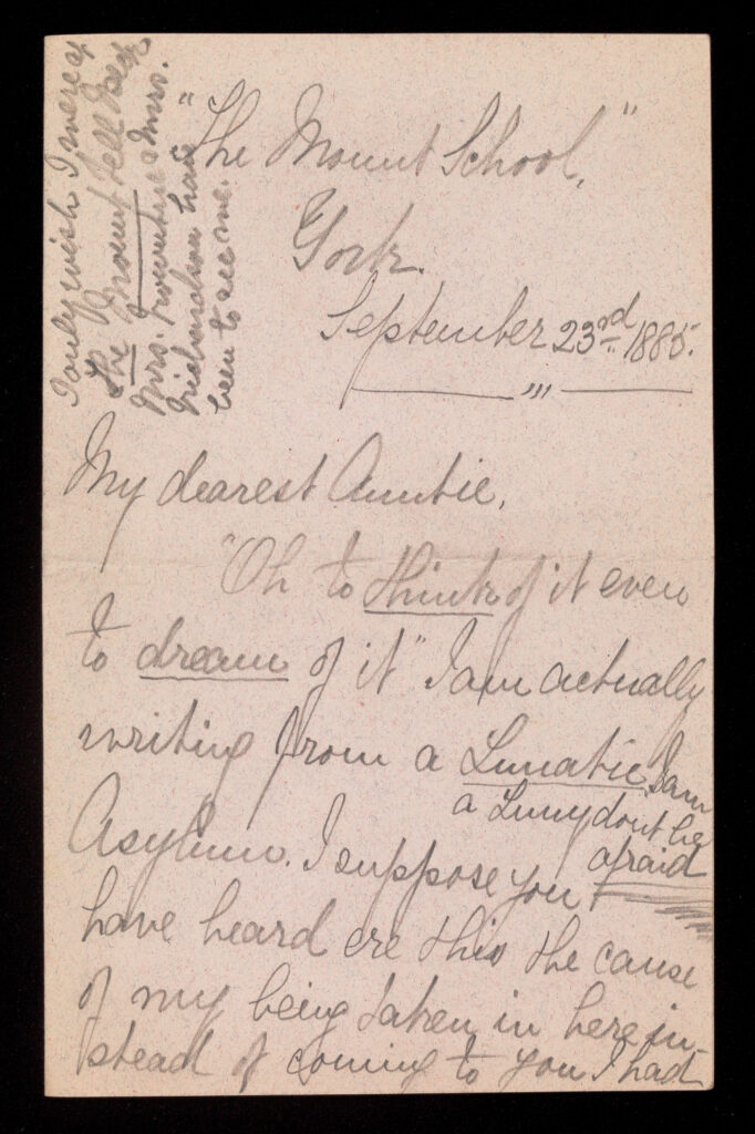 Handwritten letter from Minnie Harrison to her 'dearest auntie'.